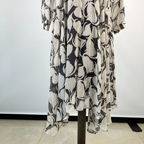 NWOT Mint Velvet Olivia Geometric Sheer Asymmetric Midi Dress US 6 UK 10 - Picture 4 of 13